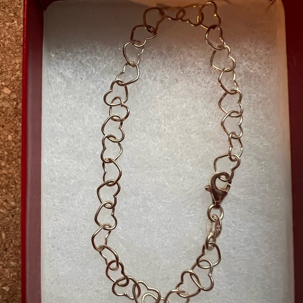 Elegant Sterling Silver Heart Bracelet
